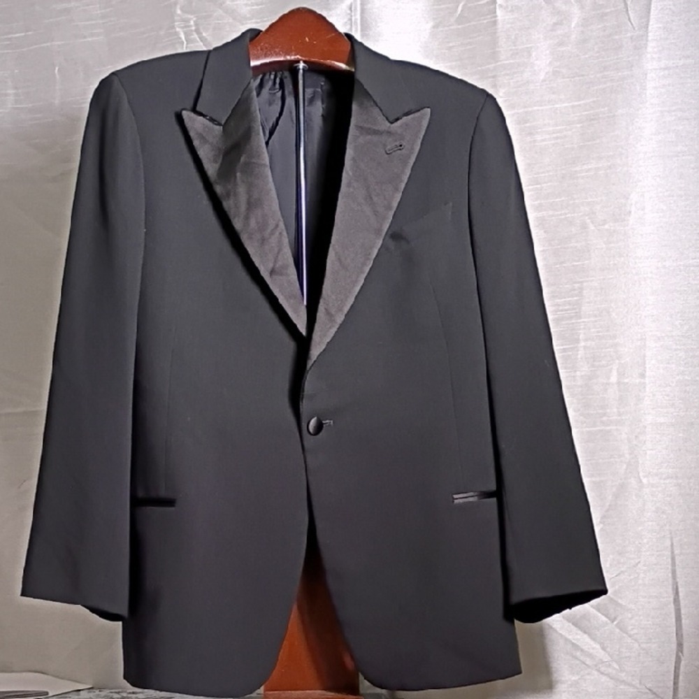 Armani Collezioni Black Tuxedo Jacket with Satin Peak Lapels